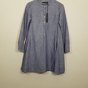 NWT Elie Tahari 100% Linen Long Sleeve Dress with Pockets Size XS
